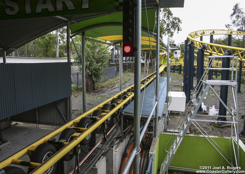 Launching system on a roller coaster