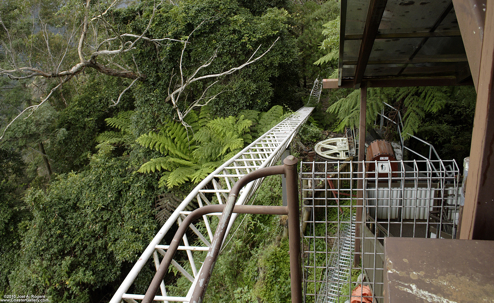 Looking down a roller coaster hill in Australia