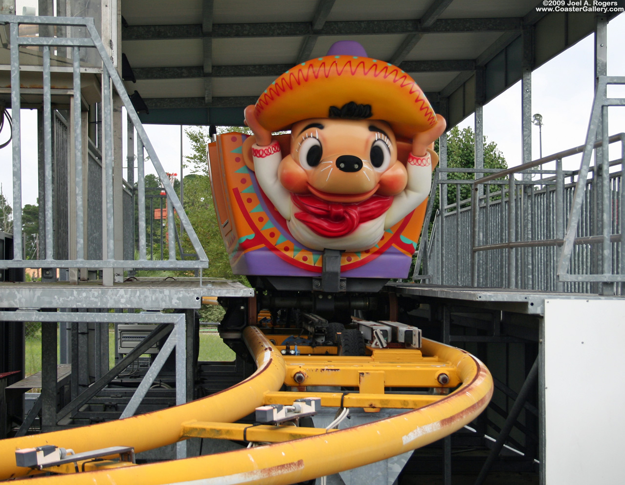 Mouse-style coaster car at South of the Border