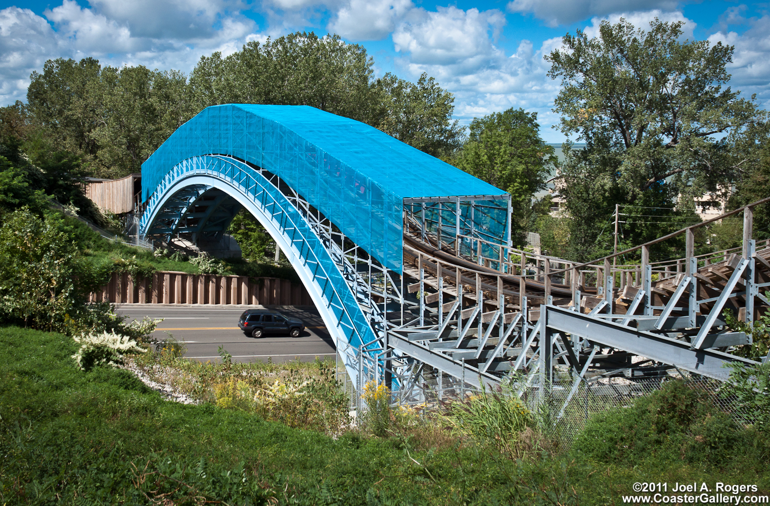 Ravine Flyer passing over the road