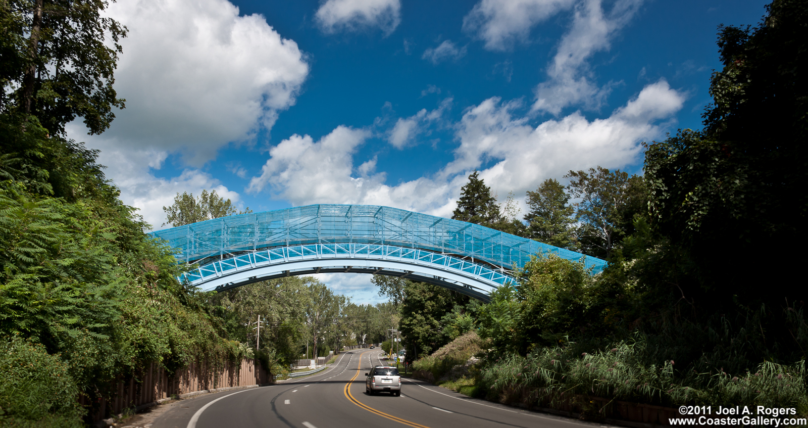 Ravine Flyer passing over the road