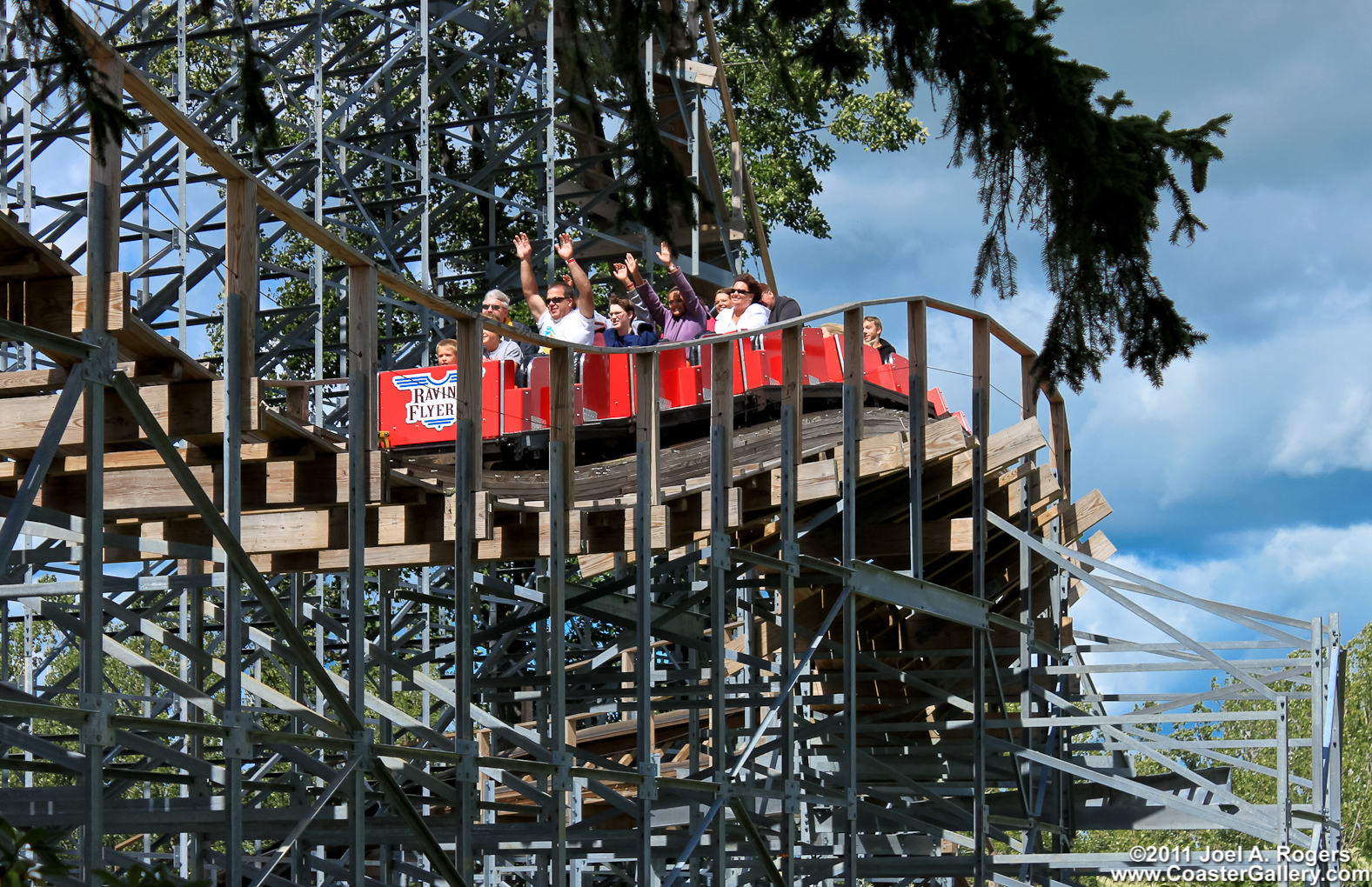 Ravine Flyer II roller coaster with PTC train