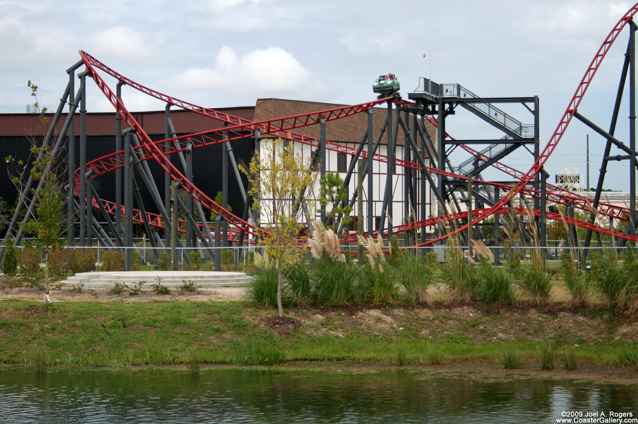 Round About roller coaster sitting on the water