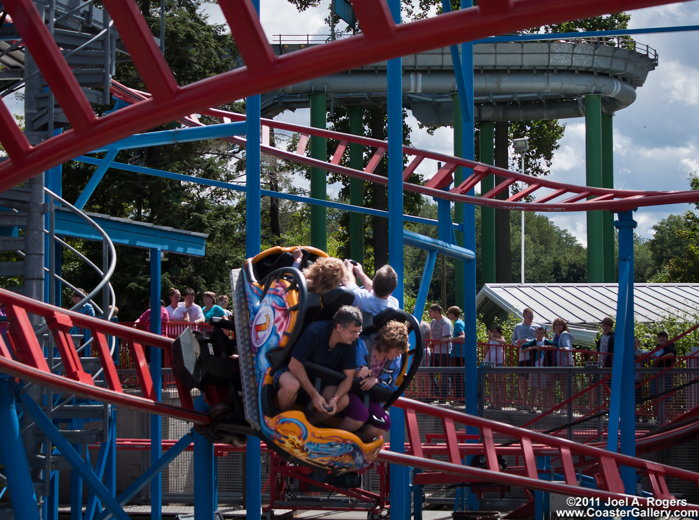 Roller coaster car going sideways