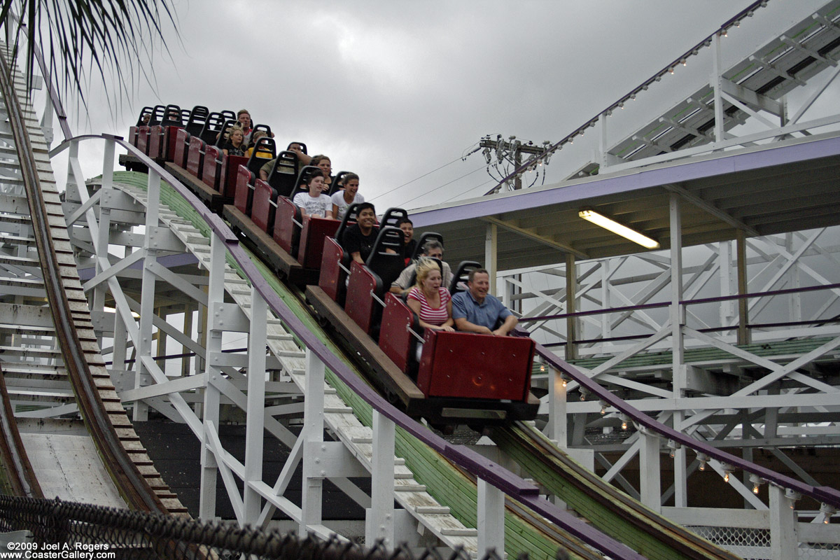 Swamp Fox's train flying over a hill