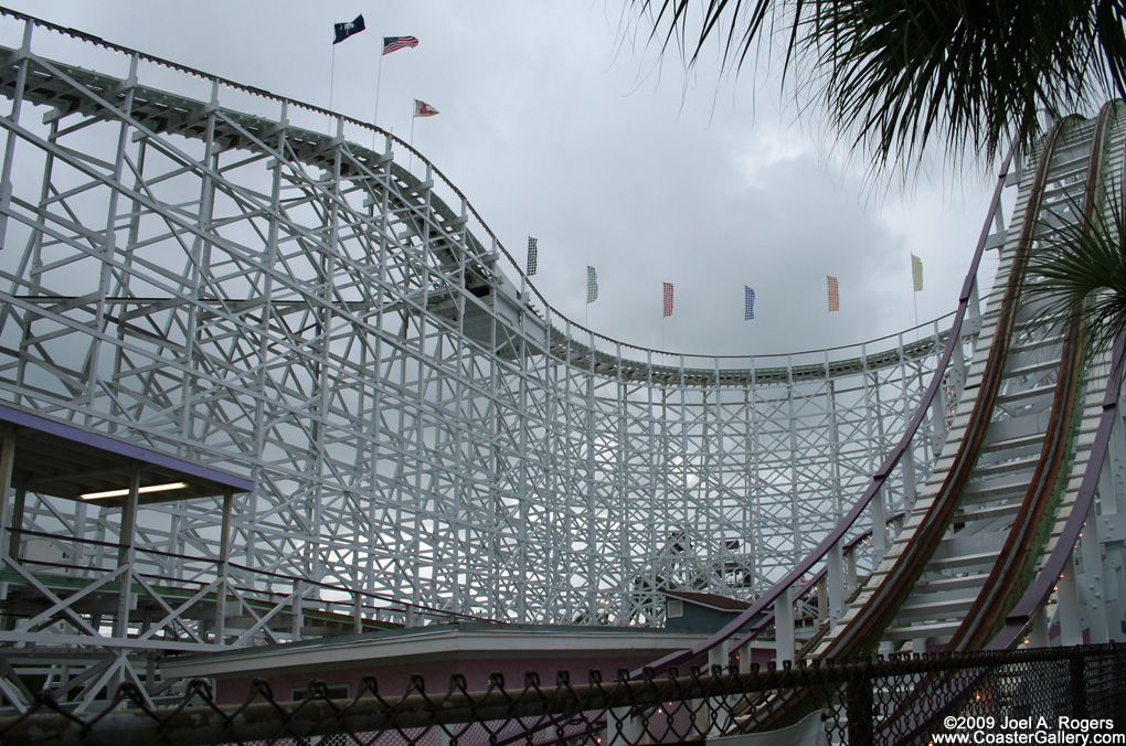 Roller coaster damaged by Hurricane Hugo in South Carolina