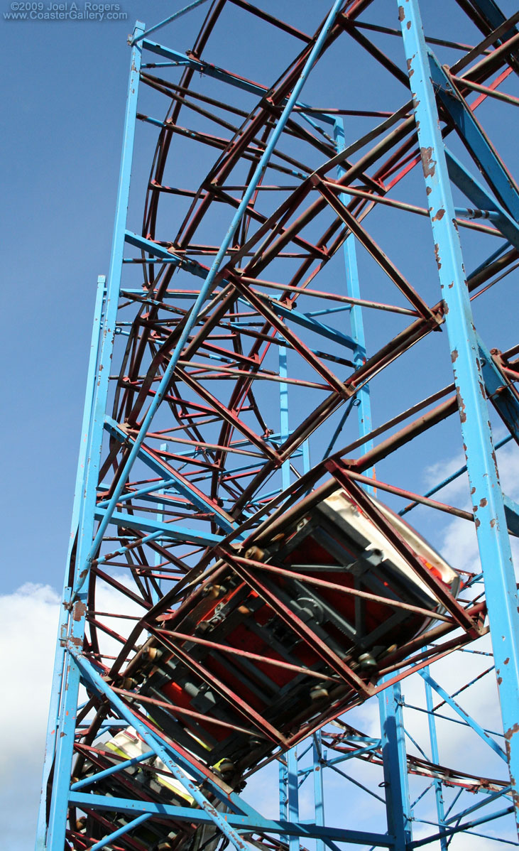 Standing underneath a roller coaster