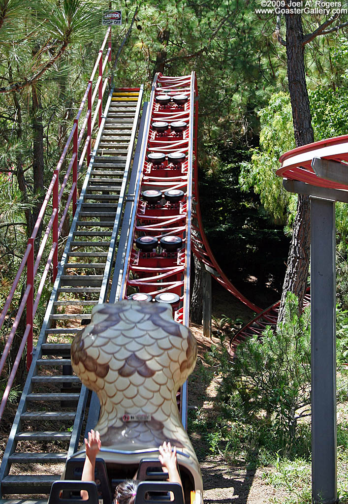 Looking at the lift hill on a roller coaster