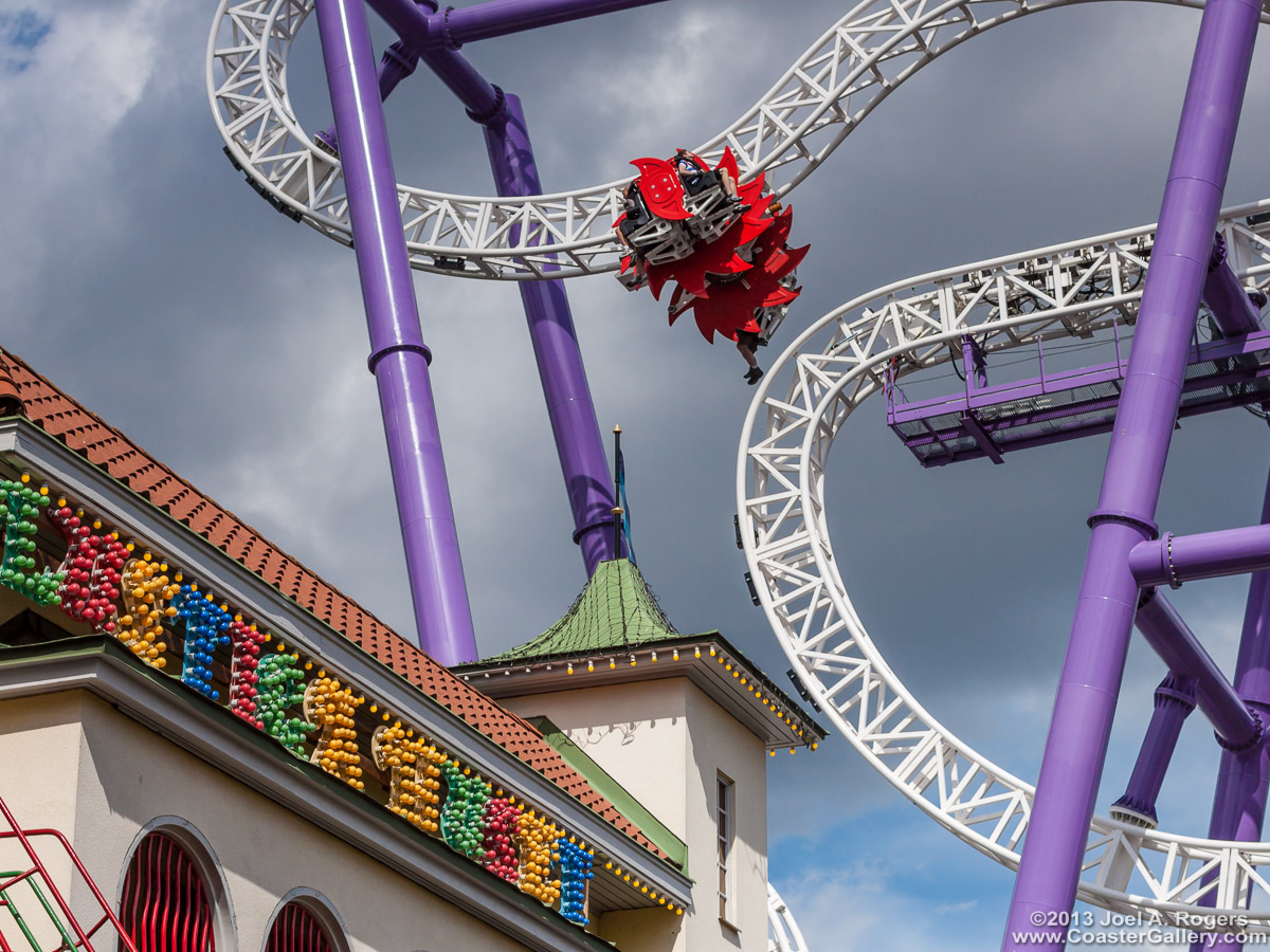 Pictures of the Insane roller coaster.