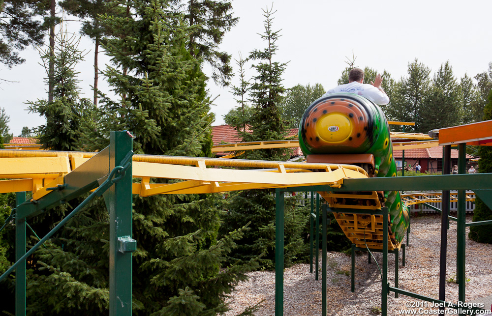 Pictures of a drop on a kiddie coaster in Denmark