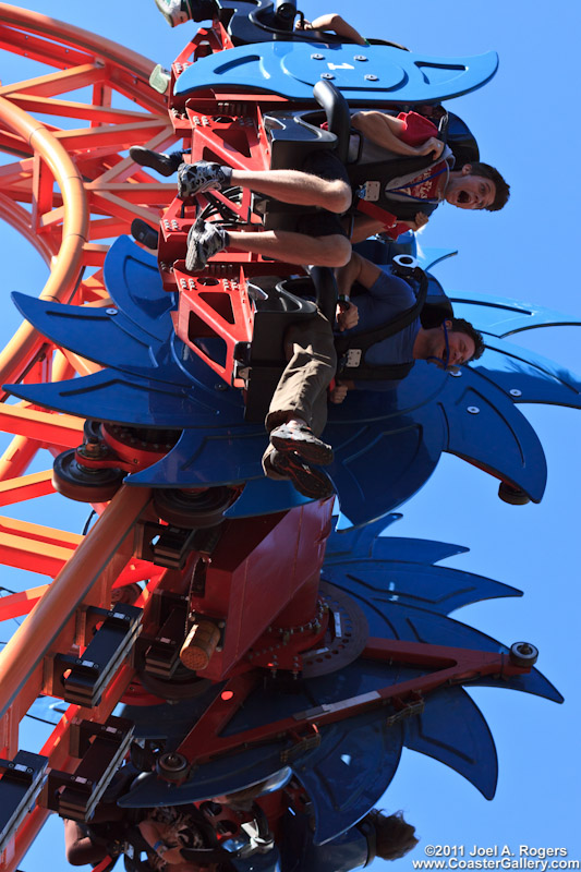 Photography of roller coaster riders