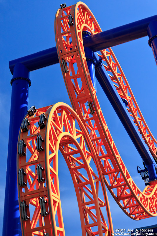 Magnetic brakes on a steel roller coaster in Europe