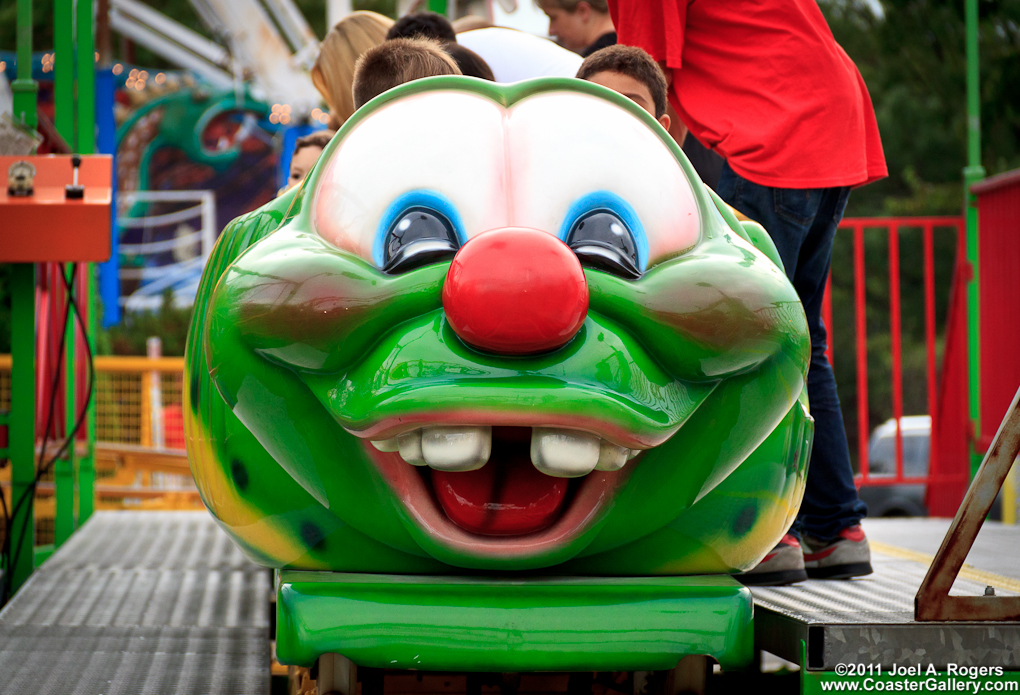 Train on a Wacky Worm kiddie coaster