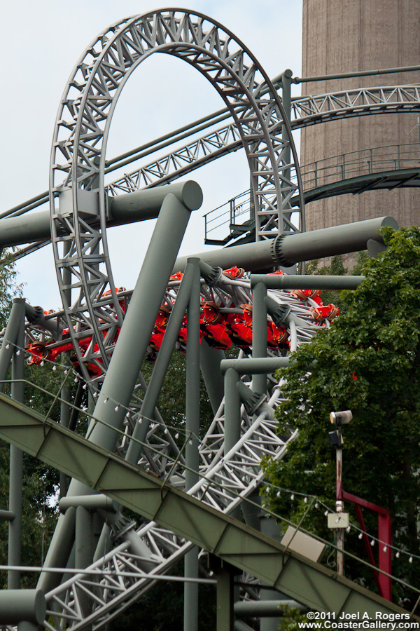 Roller coaster and a log flume ride