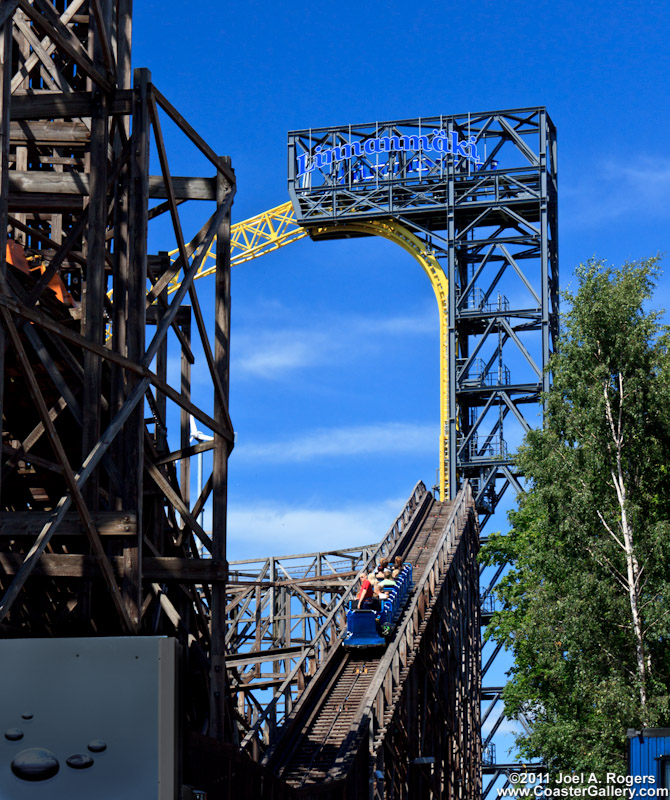 Lift hill on an old roller coaster