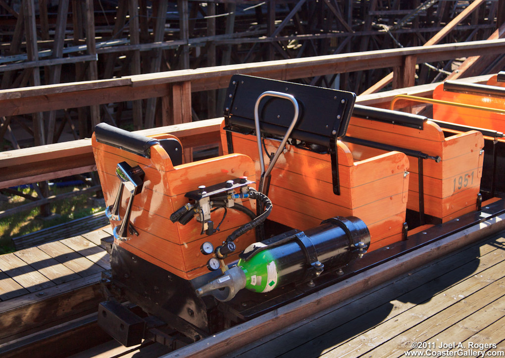 Train on a side-friction roller coaster