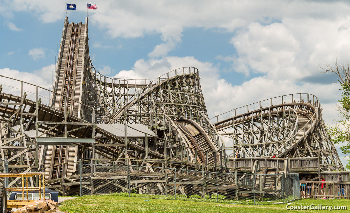 First Drop Kentucky Rumbler at Beech Bend amusement park