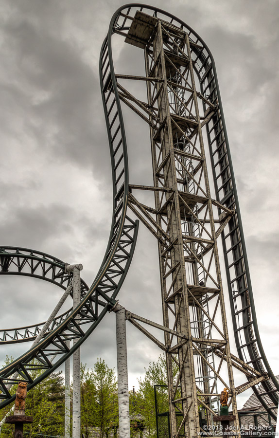 Going straight up and down on the Untamed roller coaster