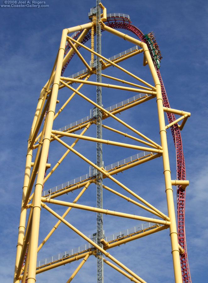 Top Thrill Dragster support structure and an elevator - Cedar Point's tallest roller coaster