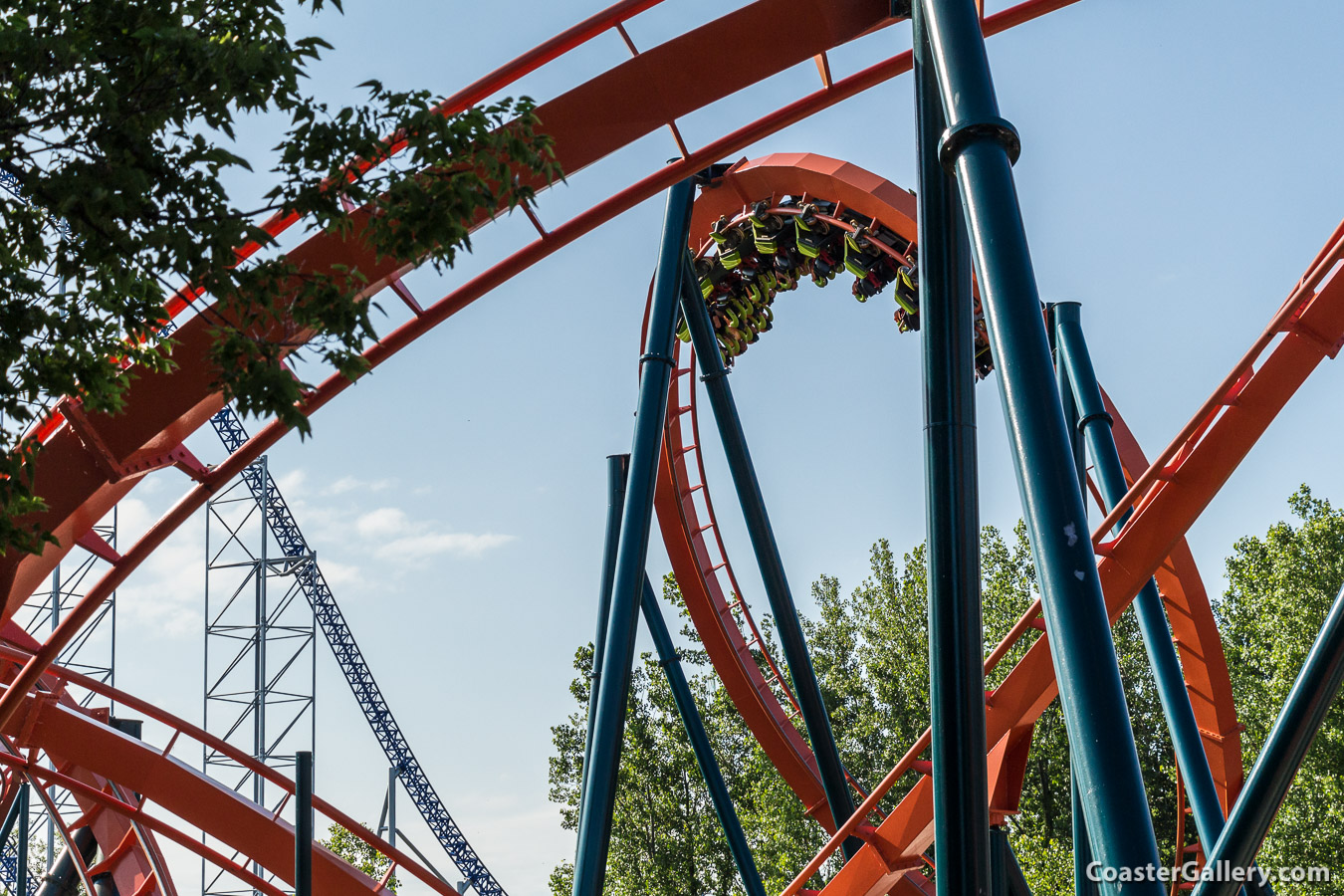 Pictures of an inclined loop on a roller coaster