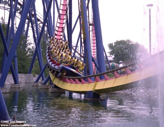 Mantis stand-up coaster flying over the water
