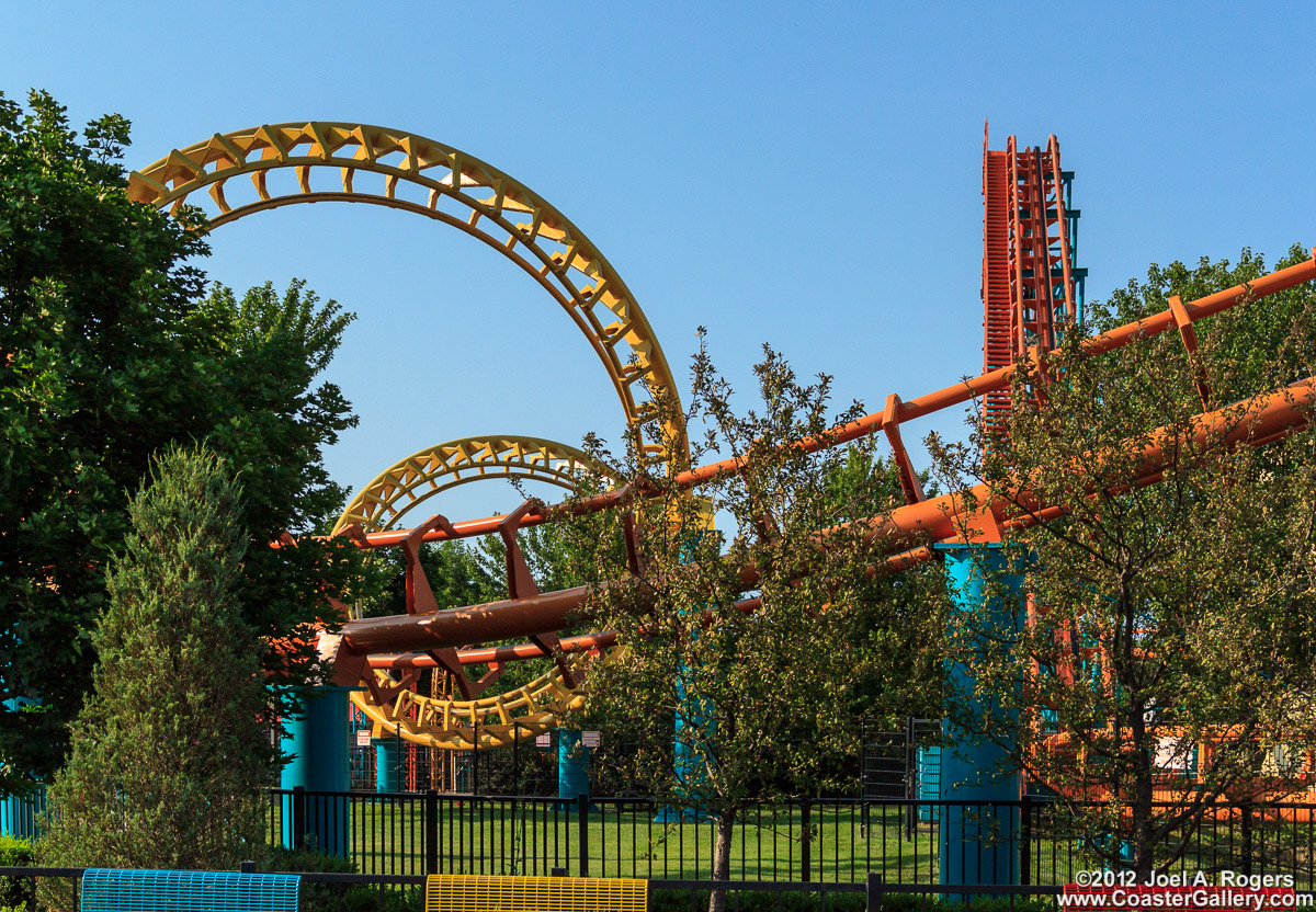 Corscrew roller coaster at Michigan's Adventure