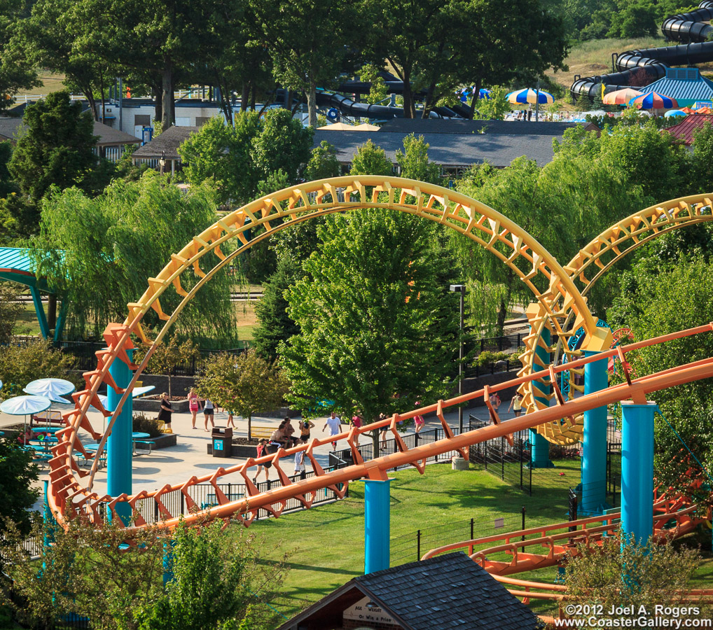 Corscrew roller coaster at Michigan's Adventure