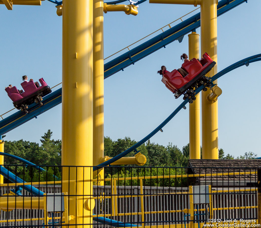 Roller coaster drops and climbs