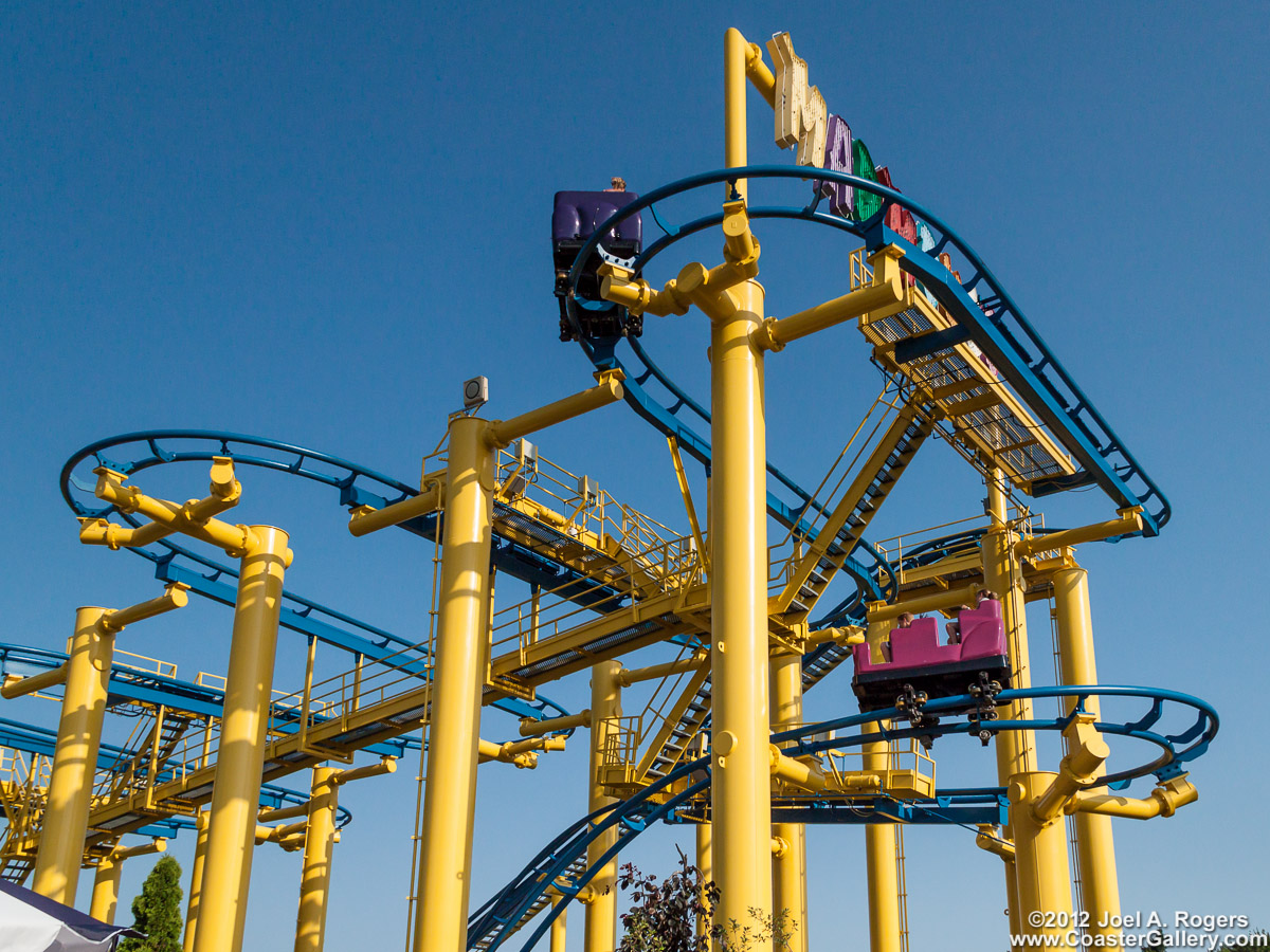 Roller coaster drops and climbs