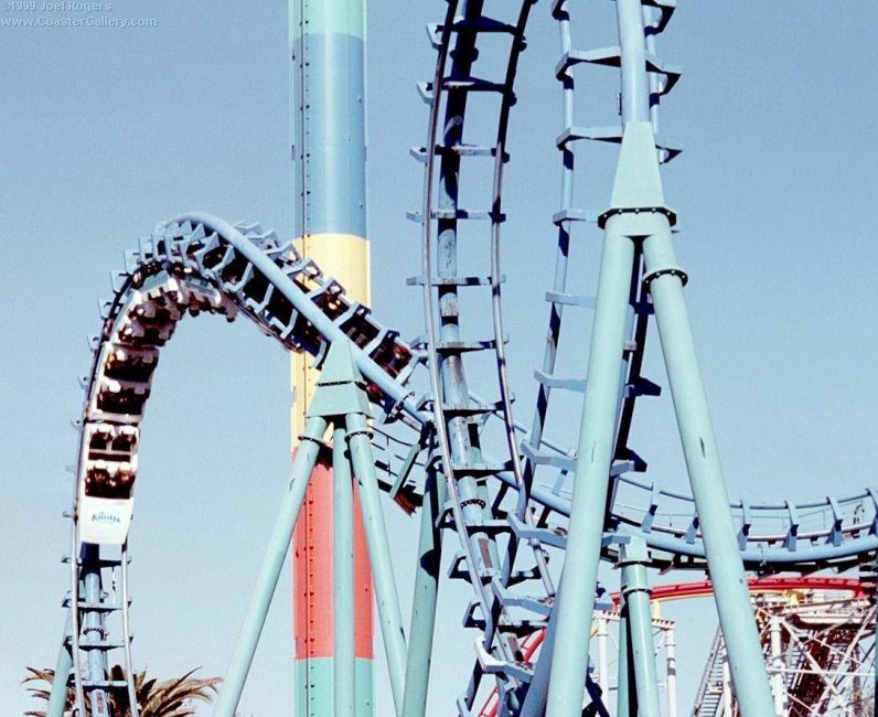 Corkscrew and Boomerang coasters at Knott's Berry Farm