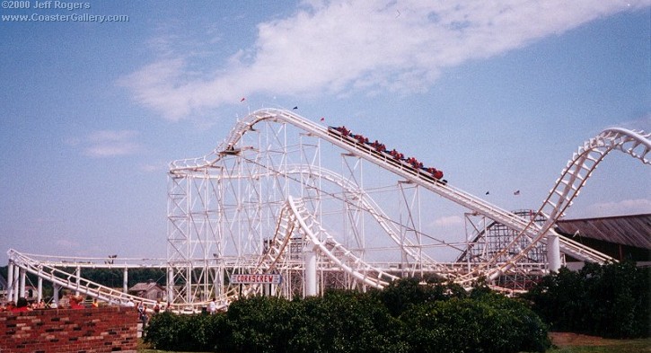 Corkscrew roller coaster at Deer Park Funland