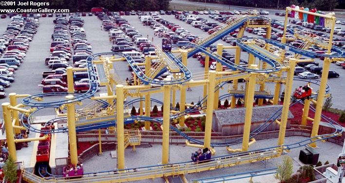 Aerial view of the Mad Mouse roller coaster by Arrow Dynamics