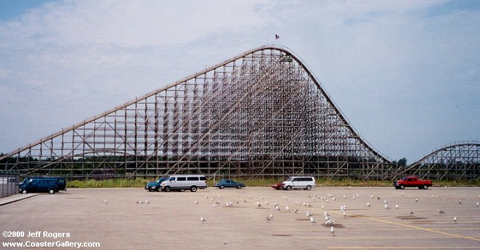 Wood roller coaster profile view
