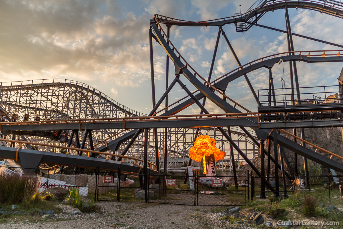 Ball of flame by a roller coaster