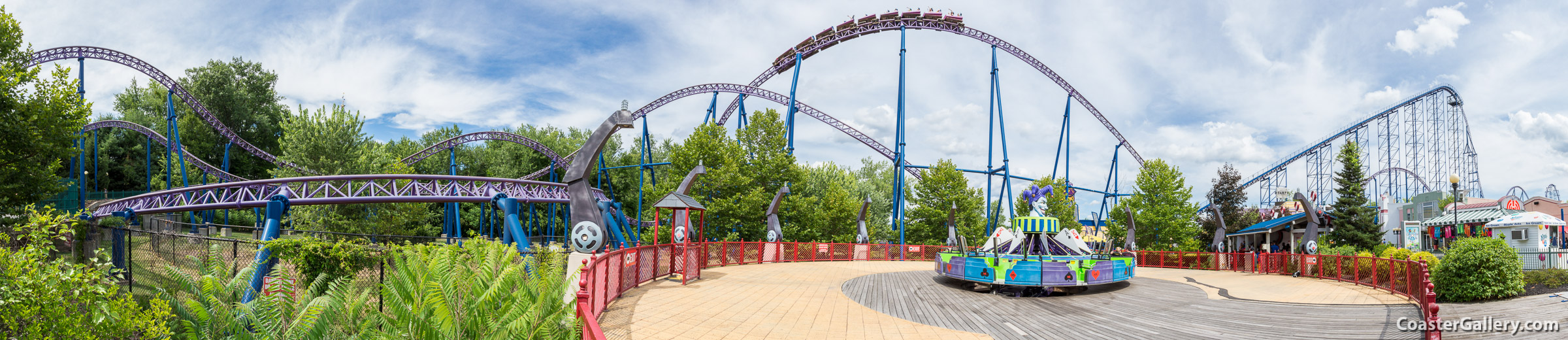 Panorama of the Superman ride. The world's best roller coaster.