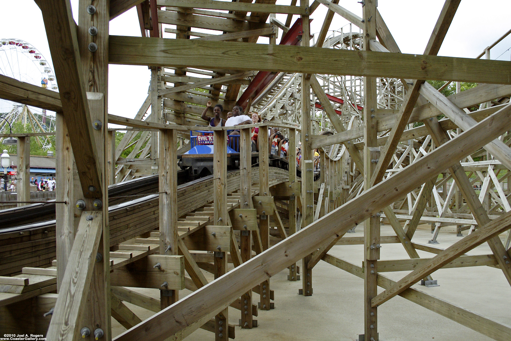 Standing in a wood roller coaster