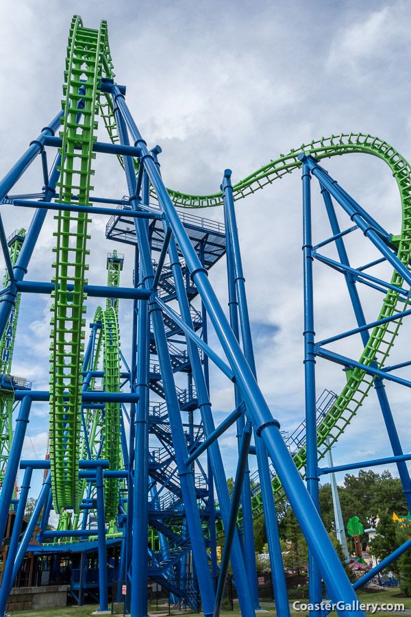 Cobra Roll on the Goliath roller coaster at Six Flags New England