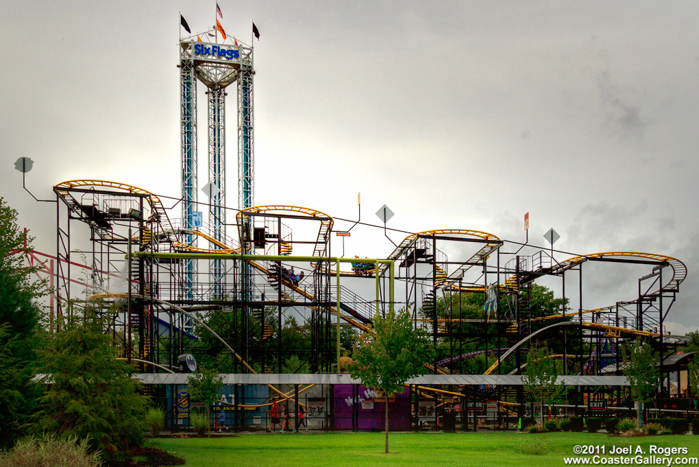 Roller coaster profile and S&S Drop Tower