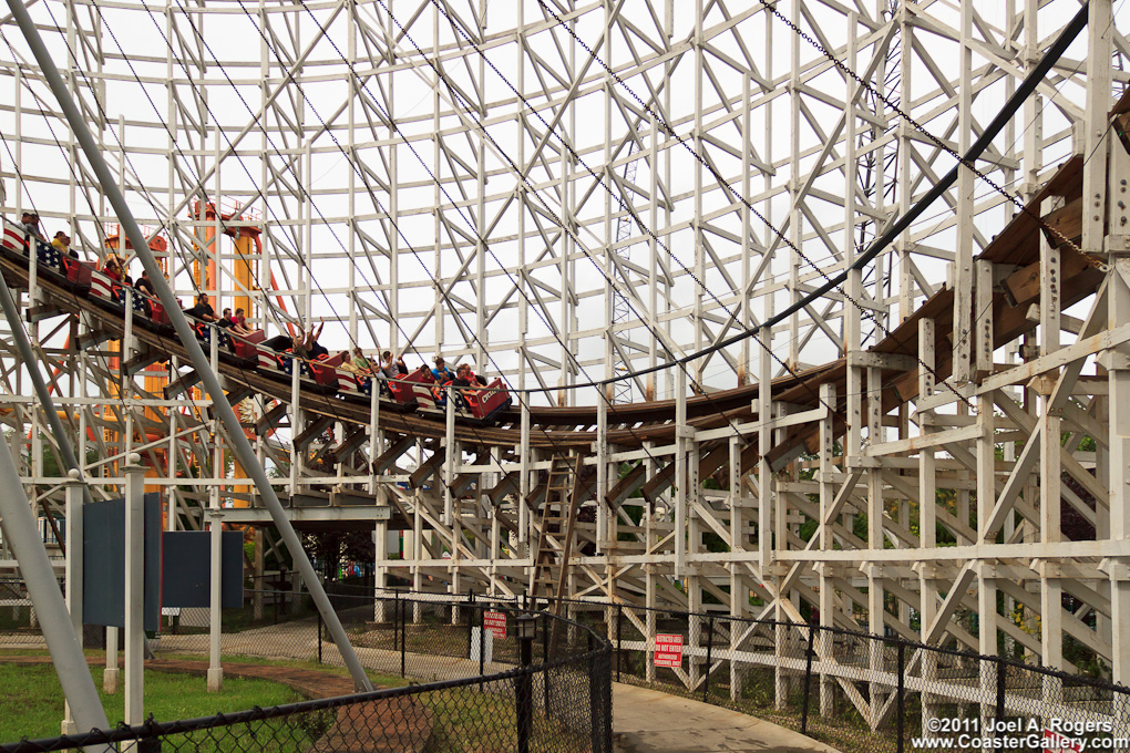 Wooden coaster trains built by Philadelphia Toboggan Coasters, Inc.