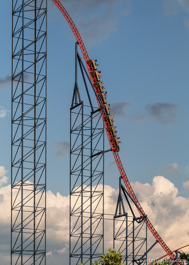 Superman: Ride of Steel going down the first drop
