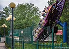 Roller coaster coming out of tunnel