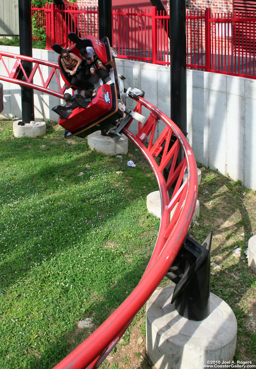 Gerstlauer spinning coaster going through a tight curve