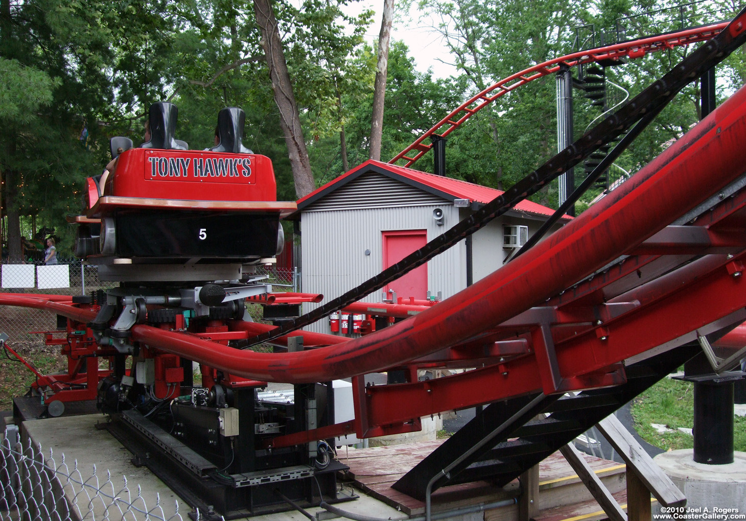A coaster going to the chain lift