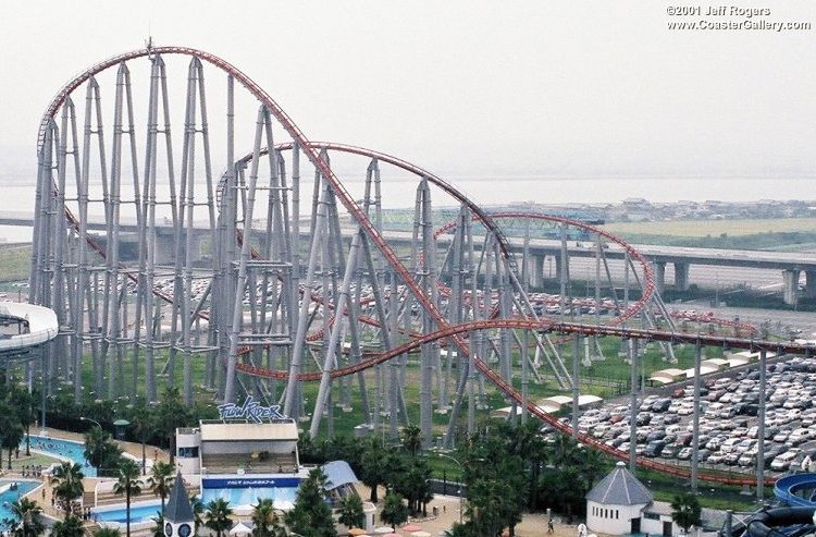 Steel Dragon 2000 thrill ride in Kuwana Mei, Japan