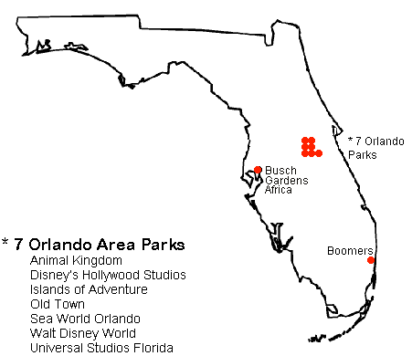 Map of Amusement Parks in Florida