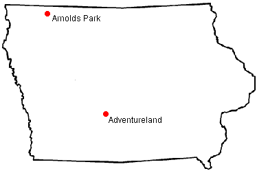 Map of Iowa Roller Coasters