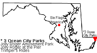 Map of Amusement Parks in Maryland
