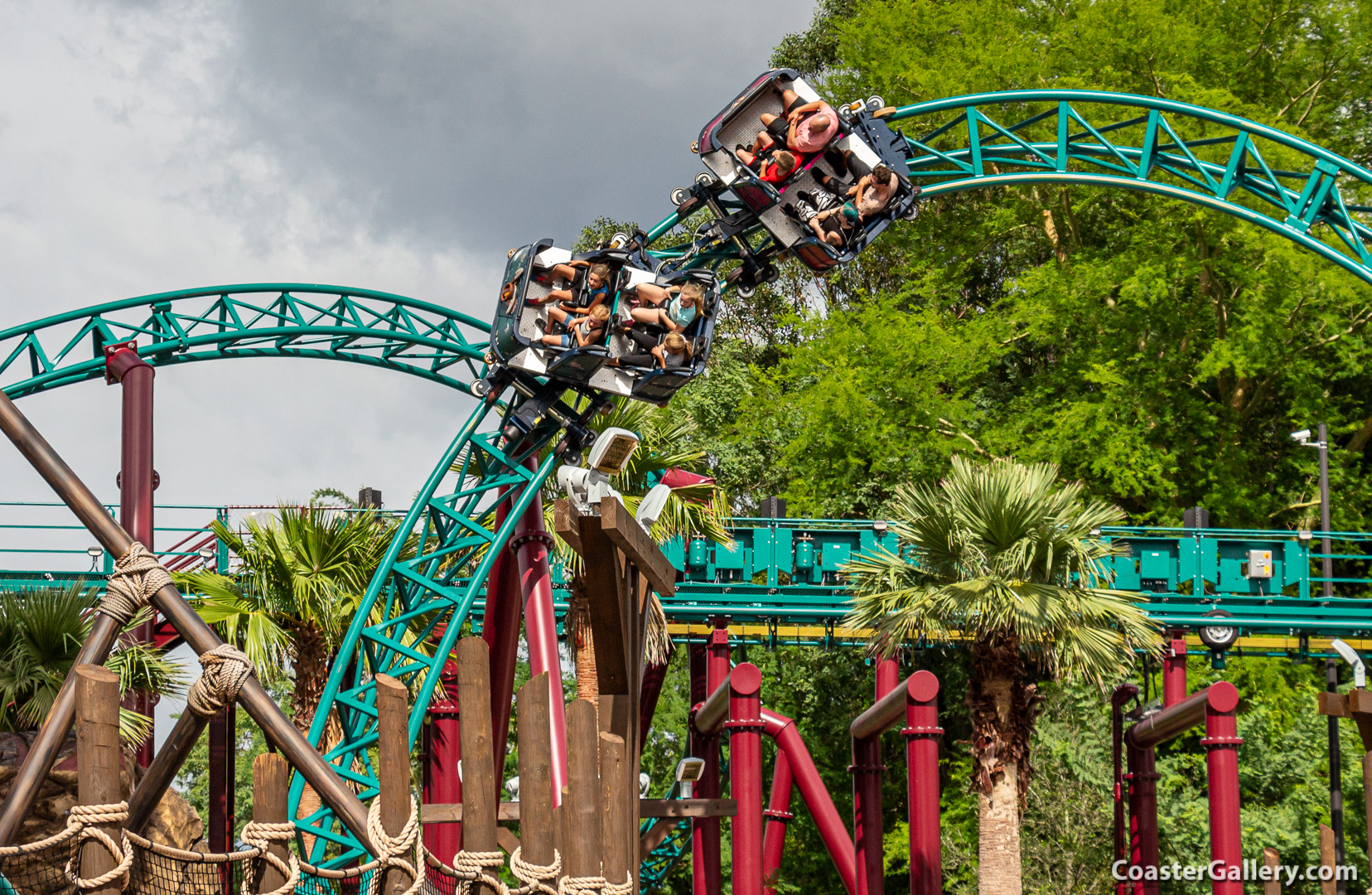Over-banked turn on the Cobra's Curse roller coaster at Busch Gardens