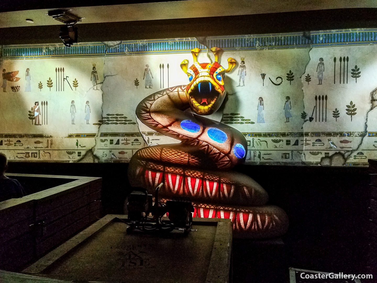 Moving hieroglyphics and a moving, magical snake in the Cobra's Curse pre-show