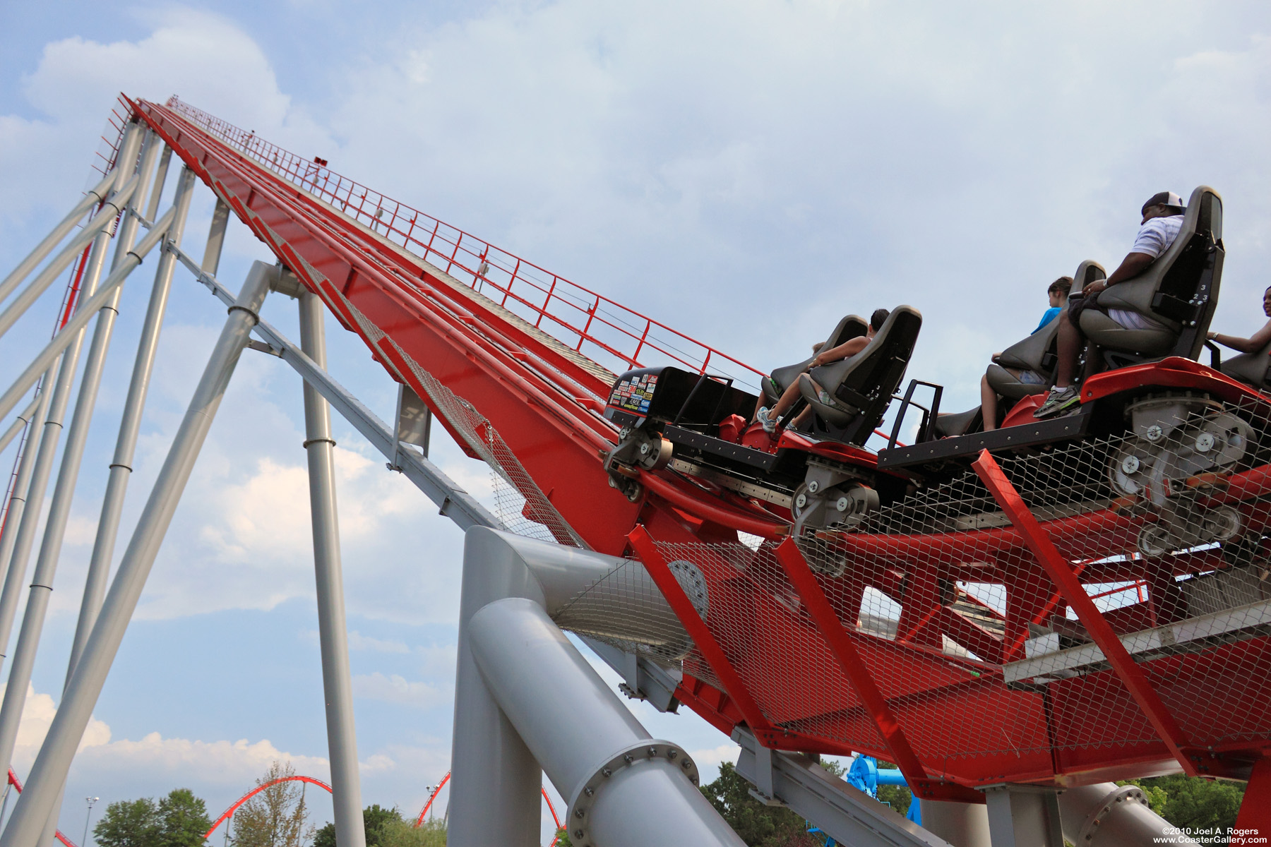 Carowinds roller coaster going up a lift hill